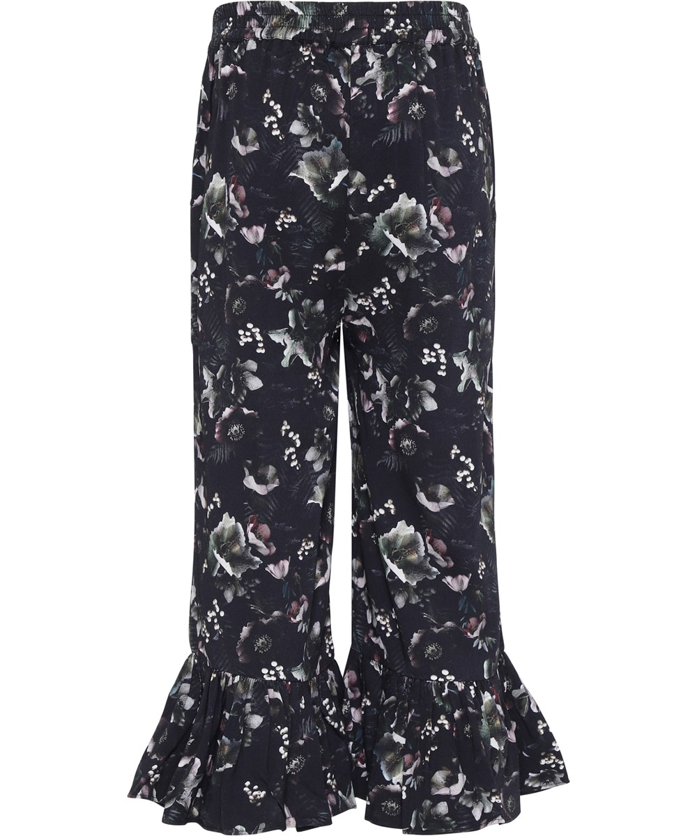 Anis - Moonlight Garden - Mørke blomster culotte bukser
