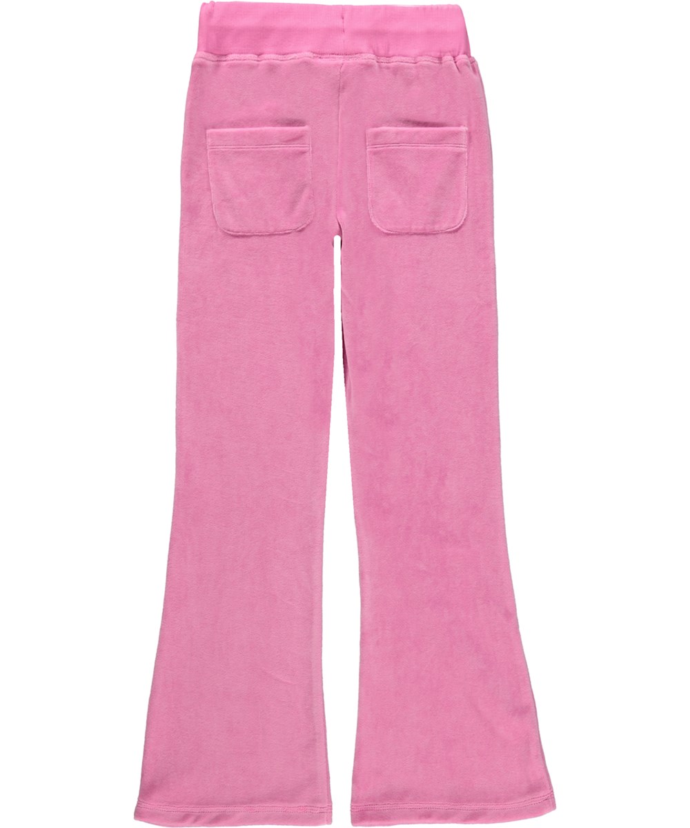 Annie - Sunset Pink - Pink velour bukser med svaj