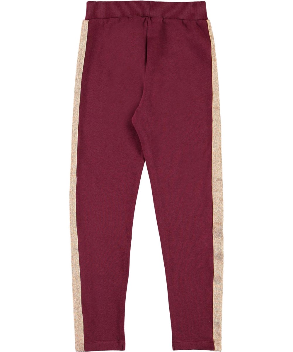 Antonia - Sumak - Mørkerøde sweatpants med guld stribe