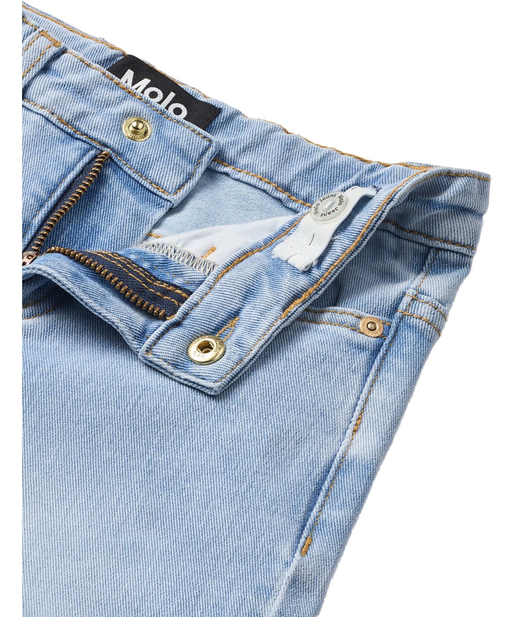 Asta - Bleached - Lyseblå strækbare jeans i økologisk bomuld til børn