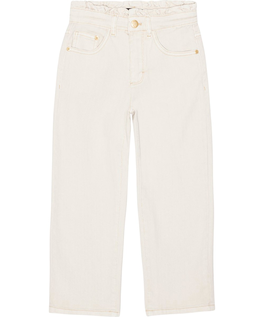 Astrid - Sea Shell - Råhvide jeans med guld detaljer