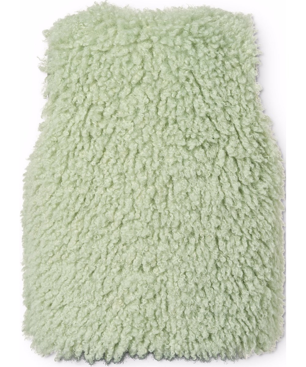 Hatcha - Menthe - Lysegrøn fluffy vest i teddy til børn. 