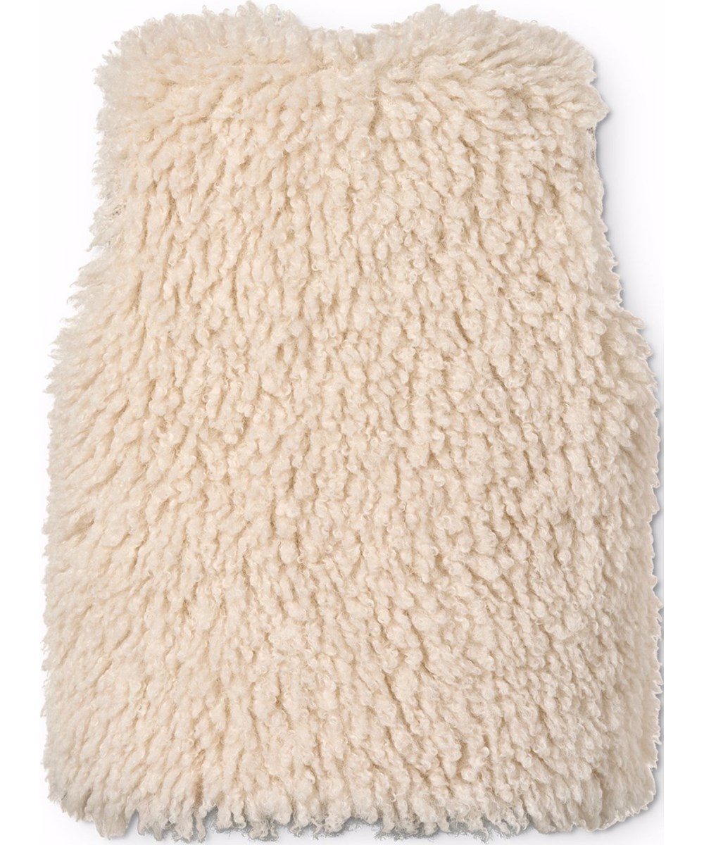 Hatcha - Vanilla - Cremefarvet fluffy vest i teddy til børn. 