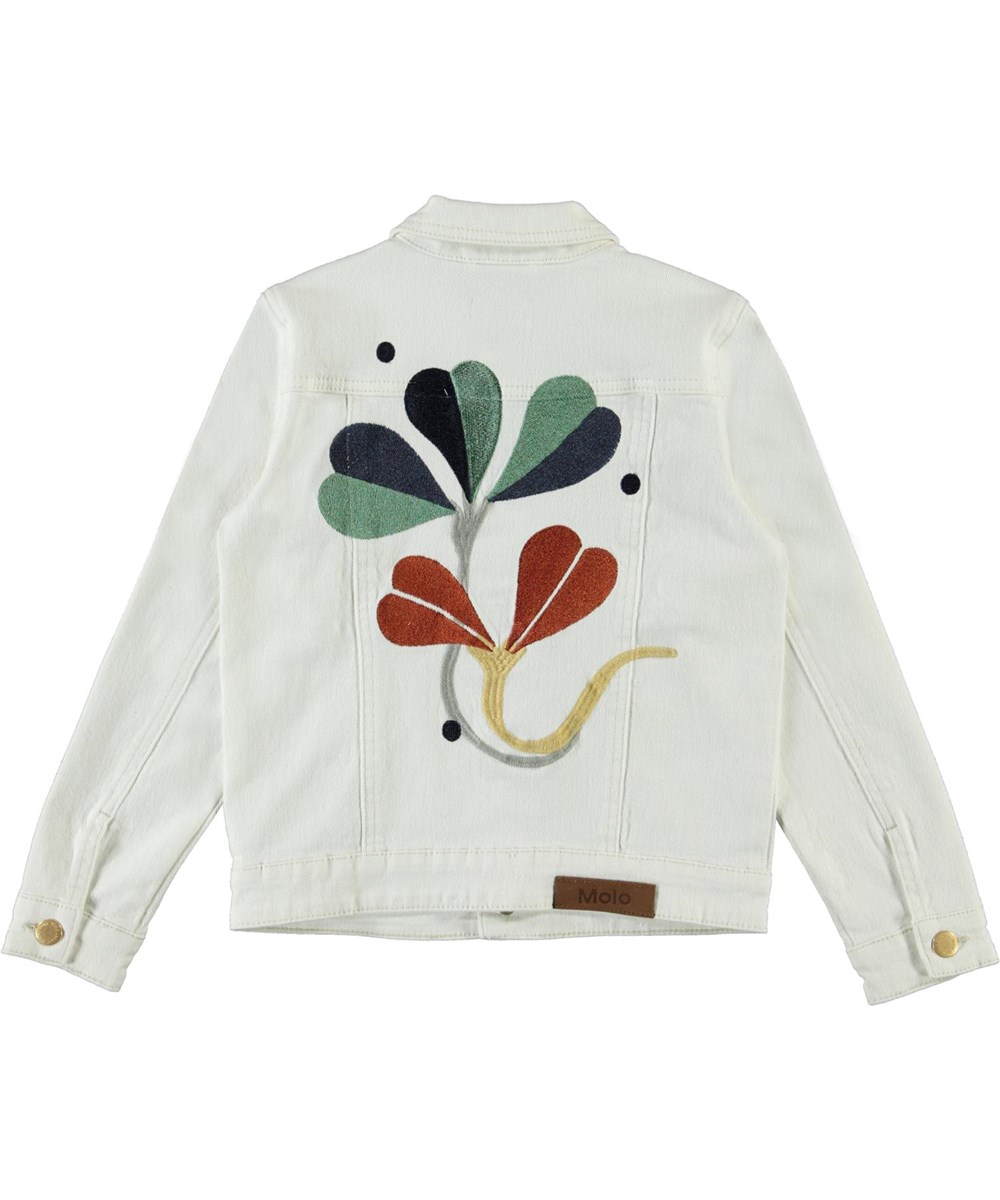 Hattie - White Star - Hvid denim jakke med broderie på ryggen