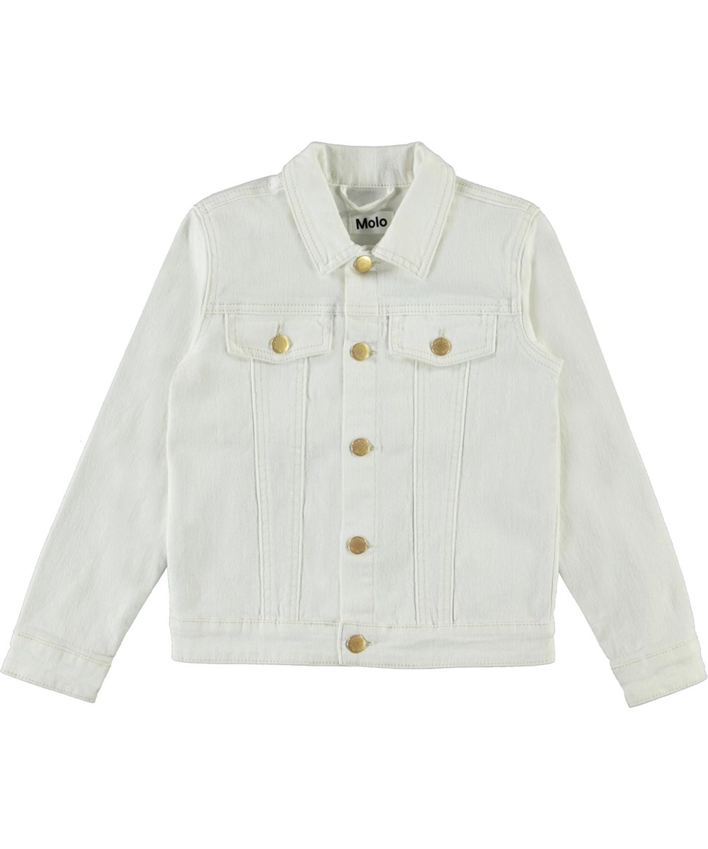 Hattie - White Star - Hvid denim jakke med broderie på ryggen