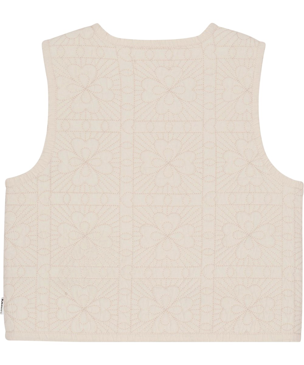 Heather - Sea Shell - Sandfarvede foret vest i quiltet bomuld