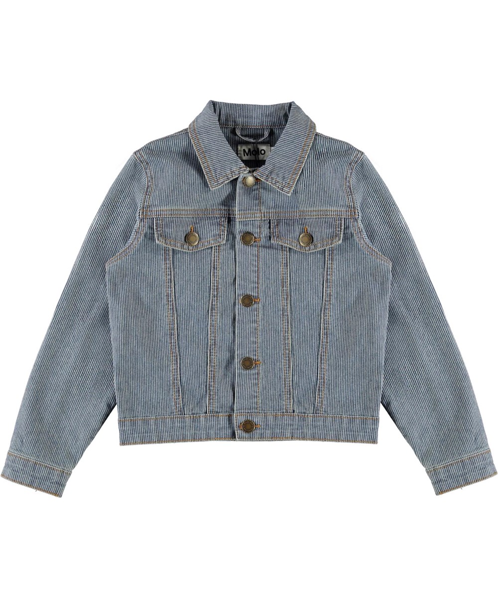 Heidi - Fine Milkboy Stripe - Blå og hvid stribet denimjakke