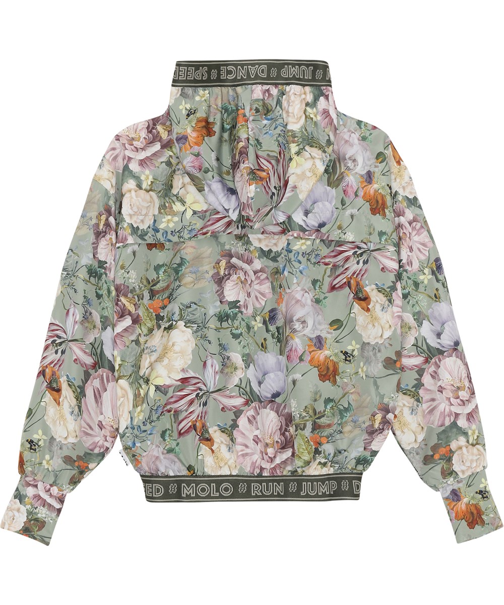 Ophelia - Green Botanic - sportsjakke i lysegrøn med blomster print