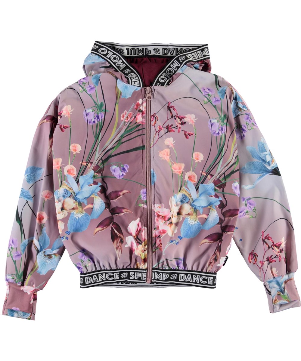 Ophelia - Motion Flowers - Rosa sportsjakke med blomster print