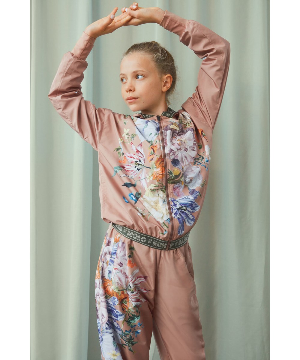 Ophelia - Vertical Botanic - sportsjakke i rosa med blomster print