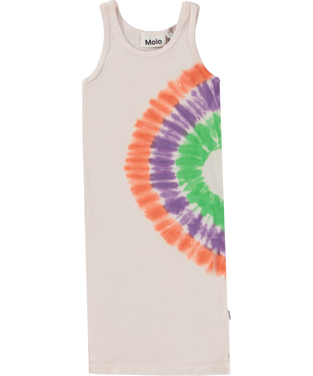 Caera - Powder - Økologisk pudderfarvet tanktop kjole med tie dye print