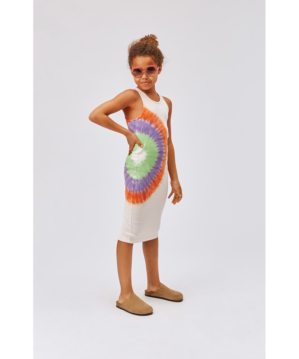 Caera - Powder - Økologisk pudderfarvet tanktop kjole med tie dye print