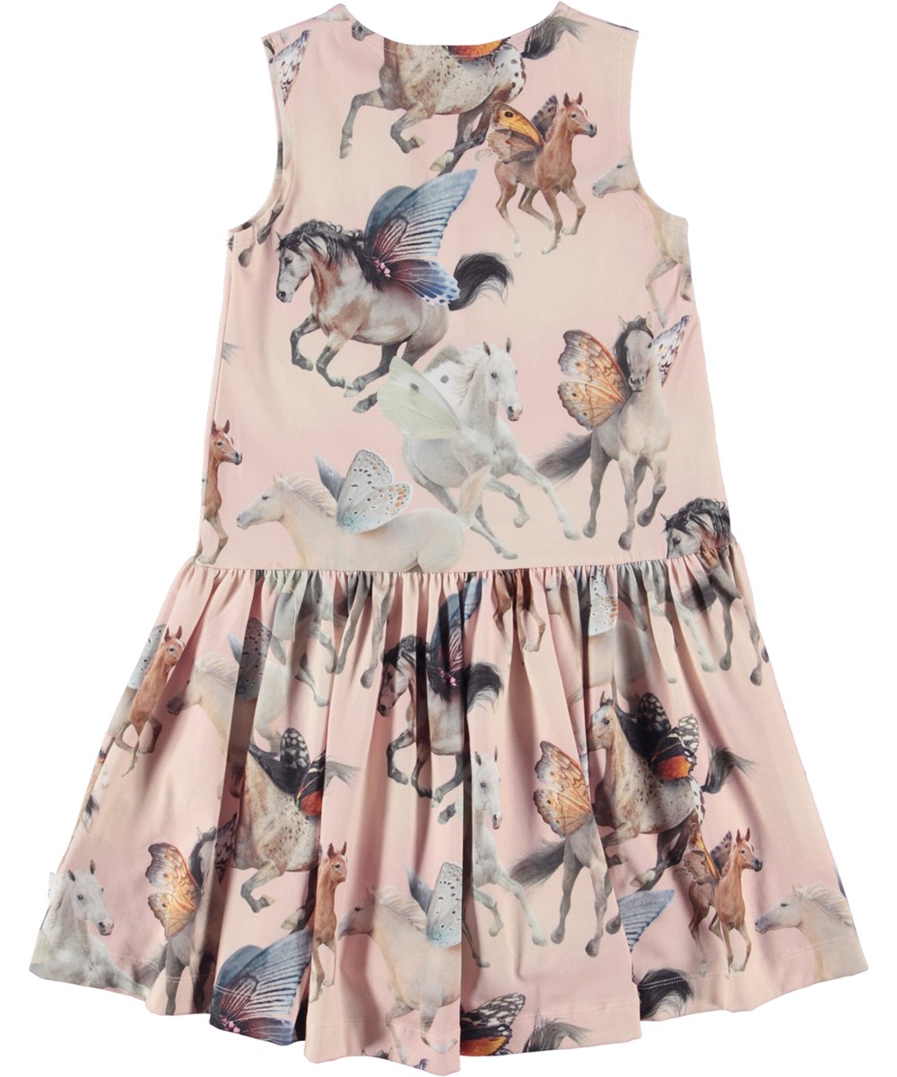 Candece - Fairy Horses - Økologisk jersey kjole med dropped waist og hesteprint