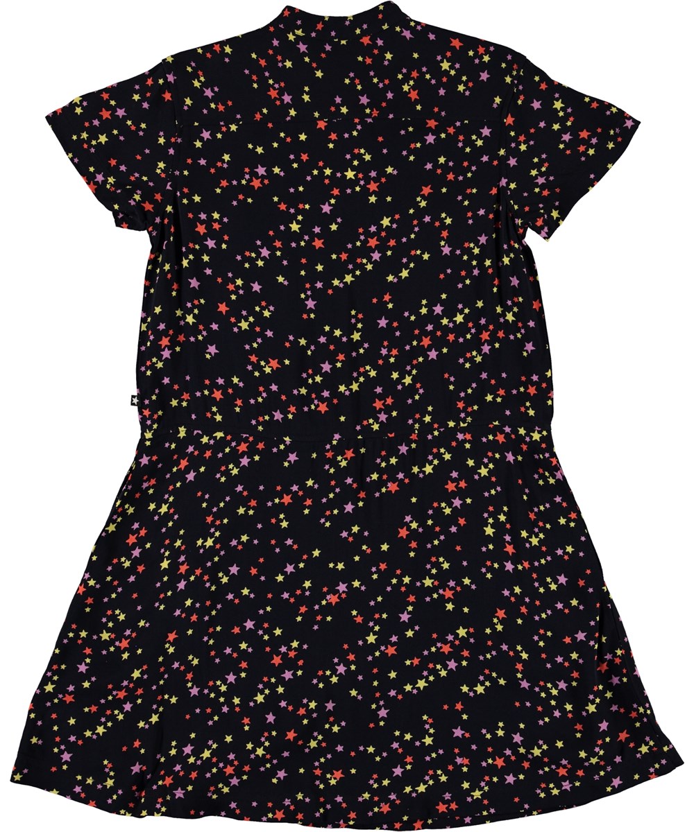 Caris - Starry Sky - Sort skjortekjole med stjerne print