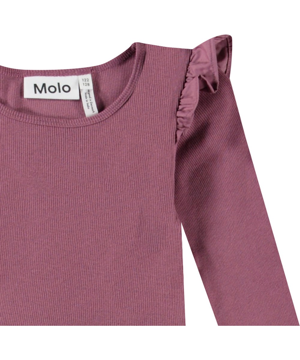 Cathi - Tulip - Langærmet lilla kjole til børn i økologisk bomuld med en tætsiddende ribbet jerseytop.