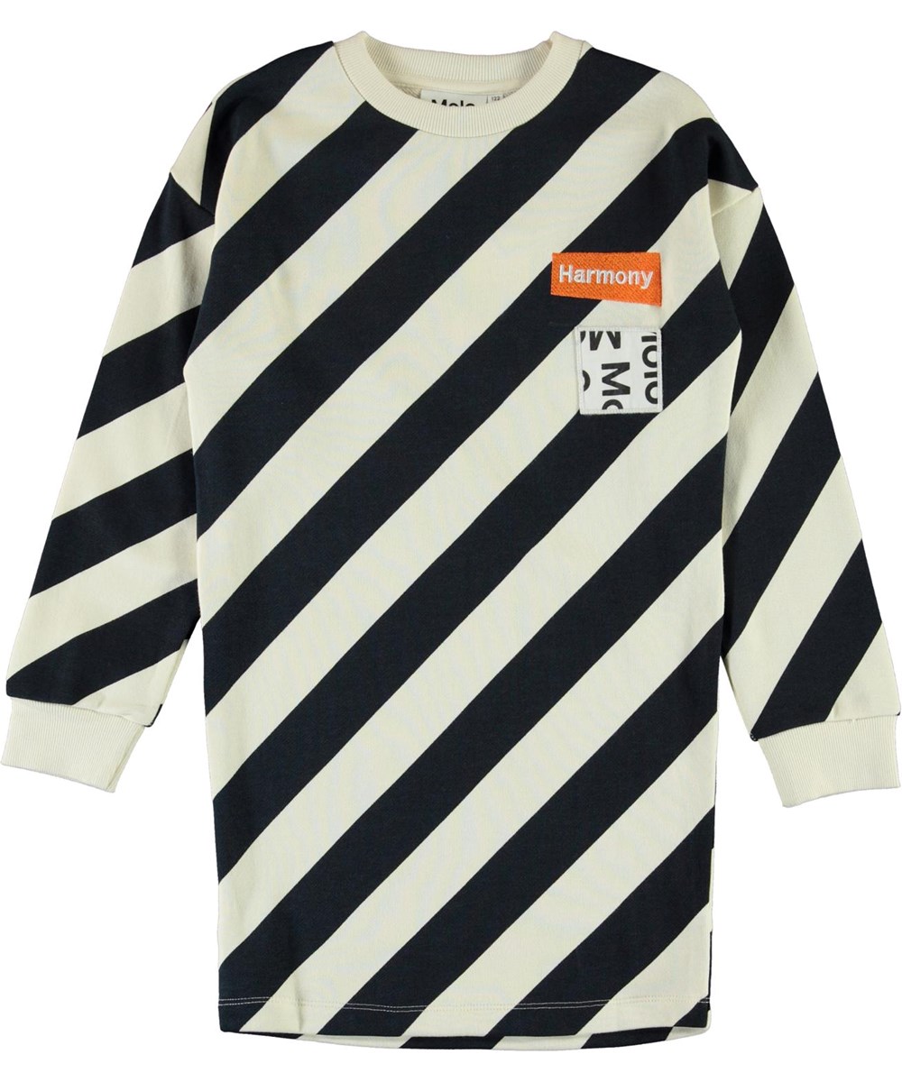 Ceelia - Navy Diagonal - Sweatshirt kjole med diagonale striber