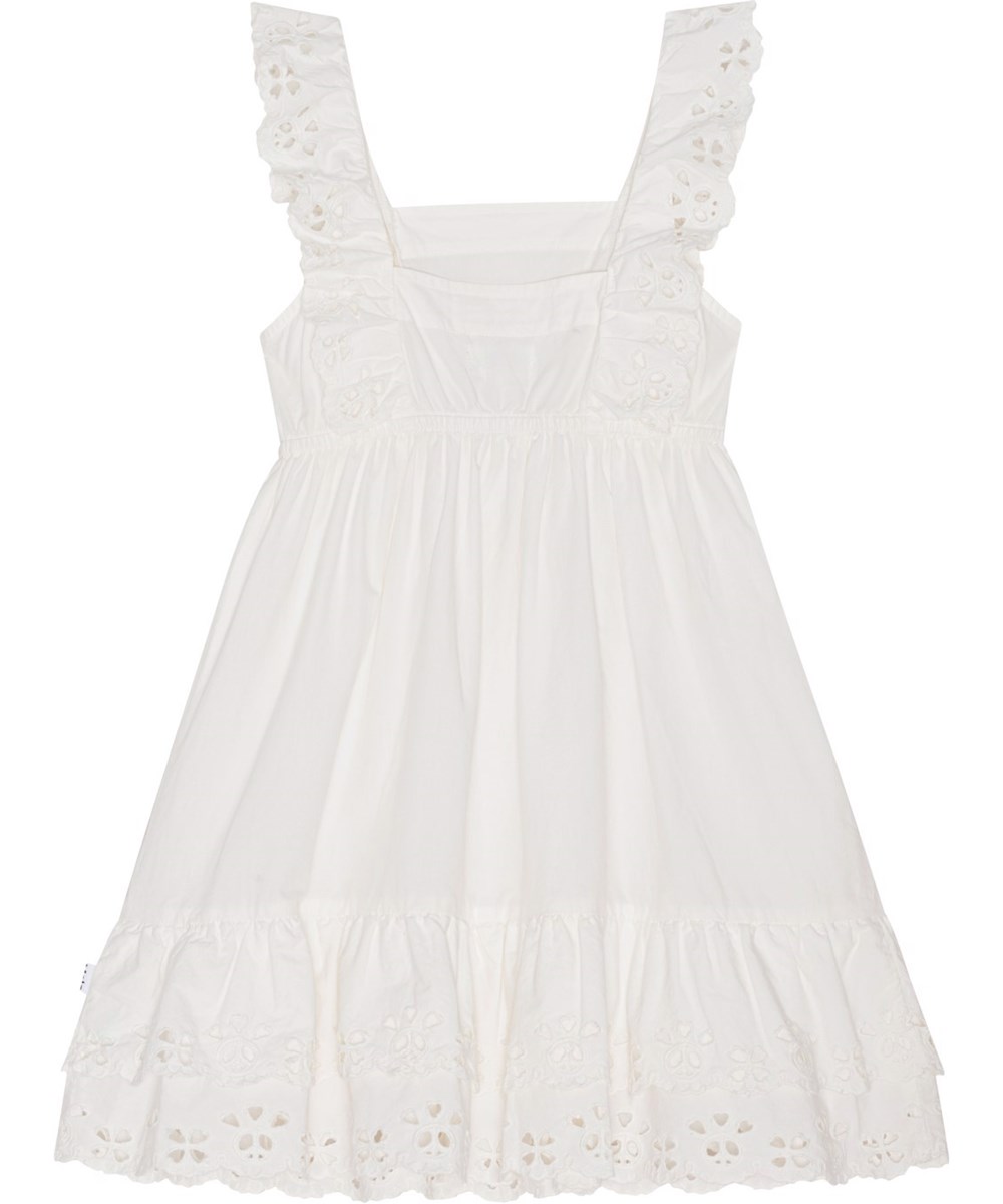 Ceelos - White - Hvid kjole med broderi anglaise.