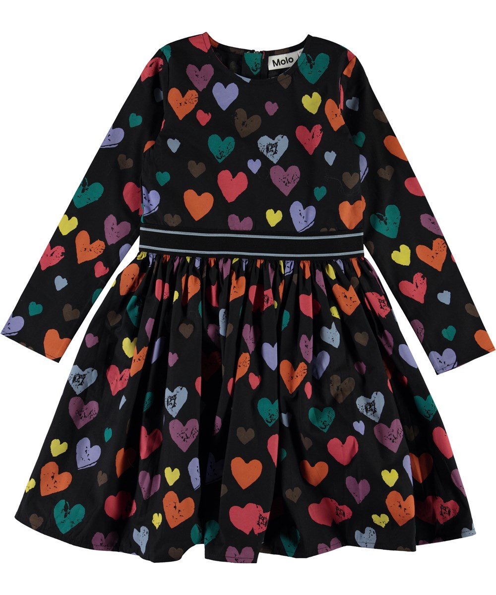 Christin - Love Forever - Sort kjole med farvede hjerter