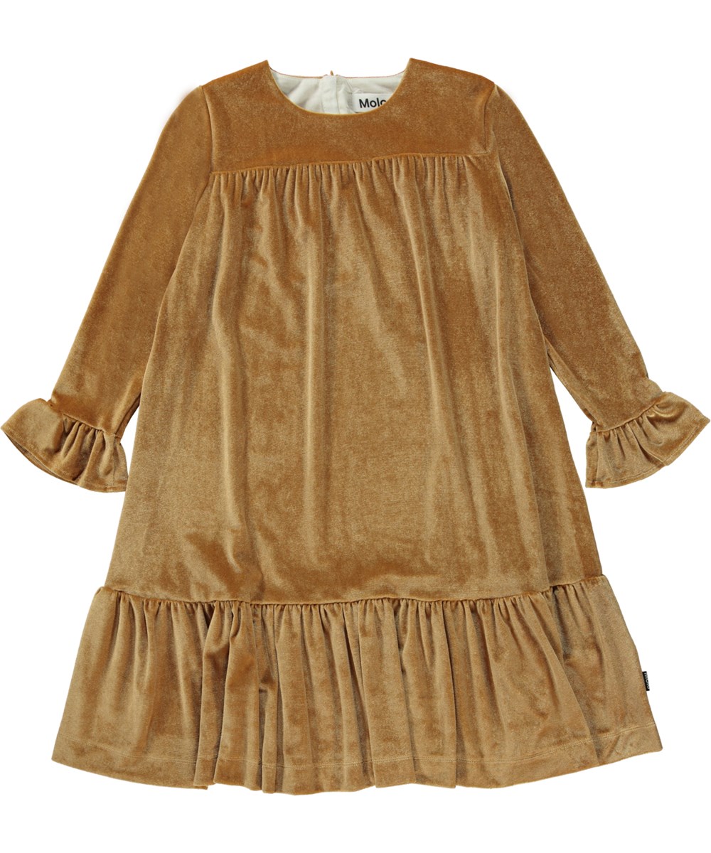 Cilly - Rosie Sand - Guld midi kjole i velour