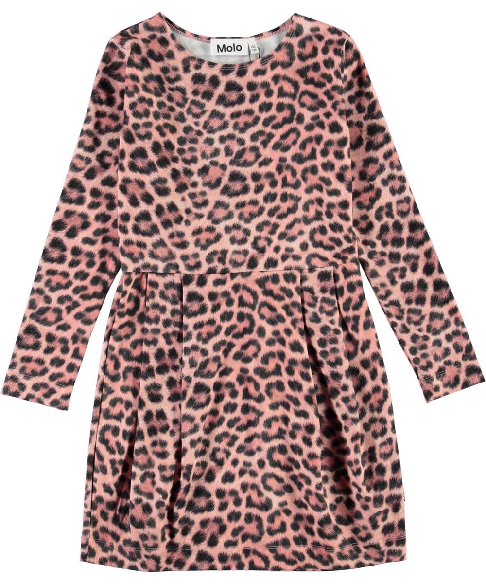 Cindarell - Rose Jaguar - Økologisk kjole i lyserød leopard print