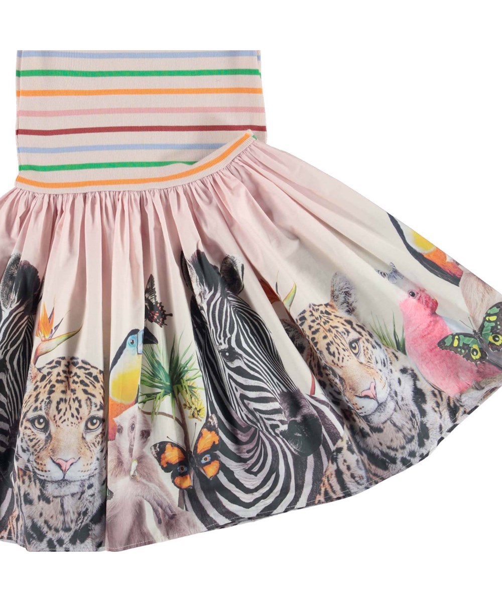 Cissa - Jungle Friends - Økologisk stribet kjole med dyre print