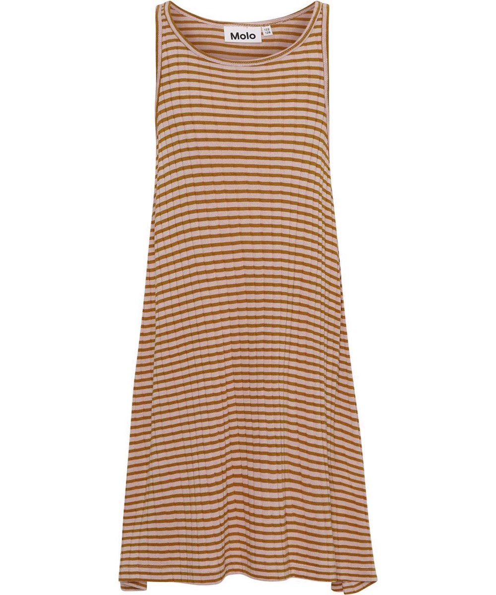 Cissy - Rose Almond Stripe - Stribet tanktop kjole i rib