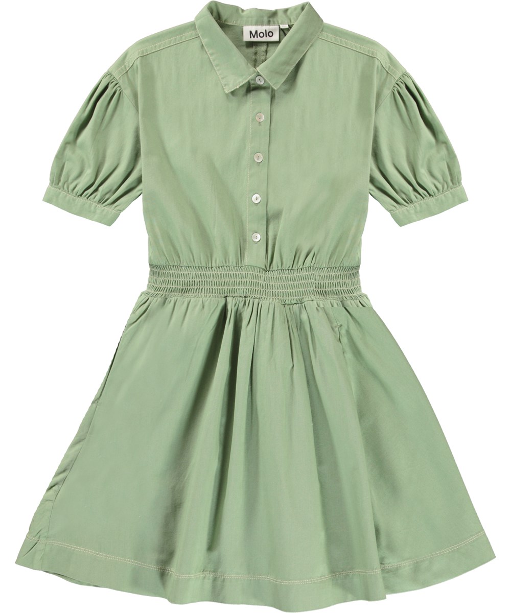 Claudette - Vintage Green - Grøn skjortekjole