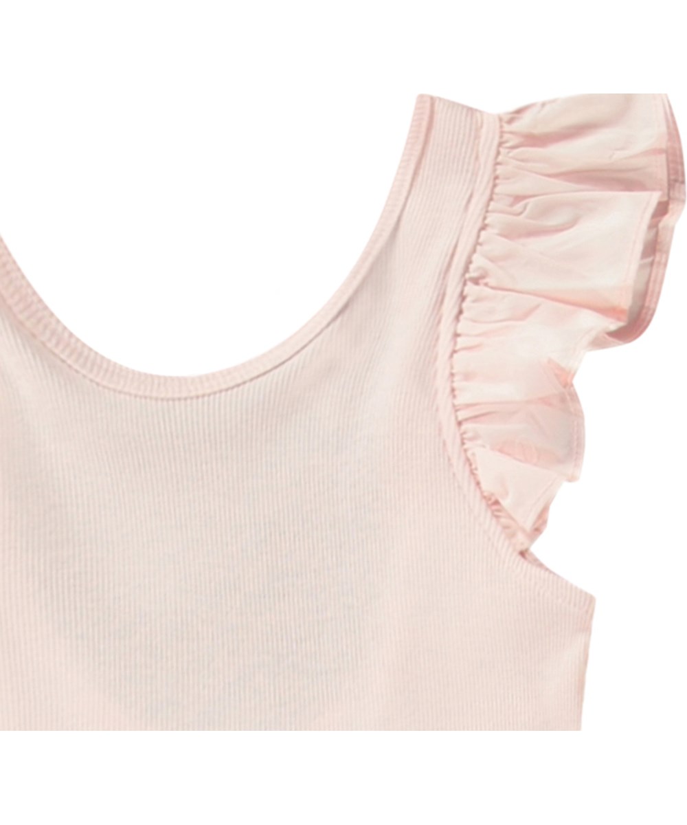 Cloudia - Charlotte Pink - Lyserød knælang kjole til børn i økologisk bomuld med poplin skørt.