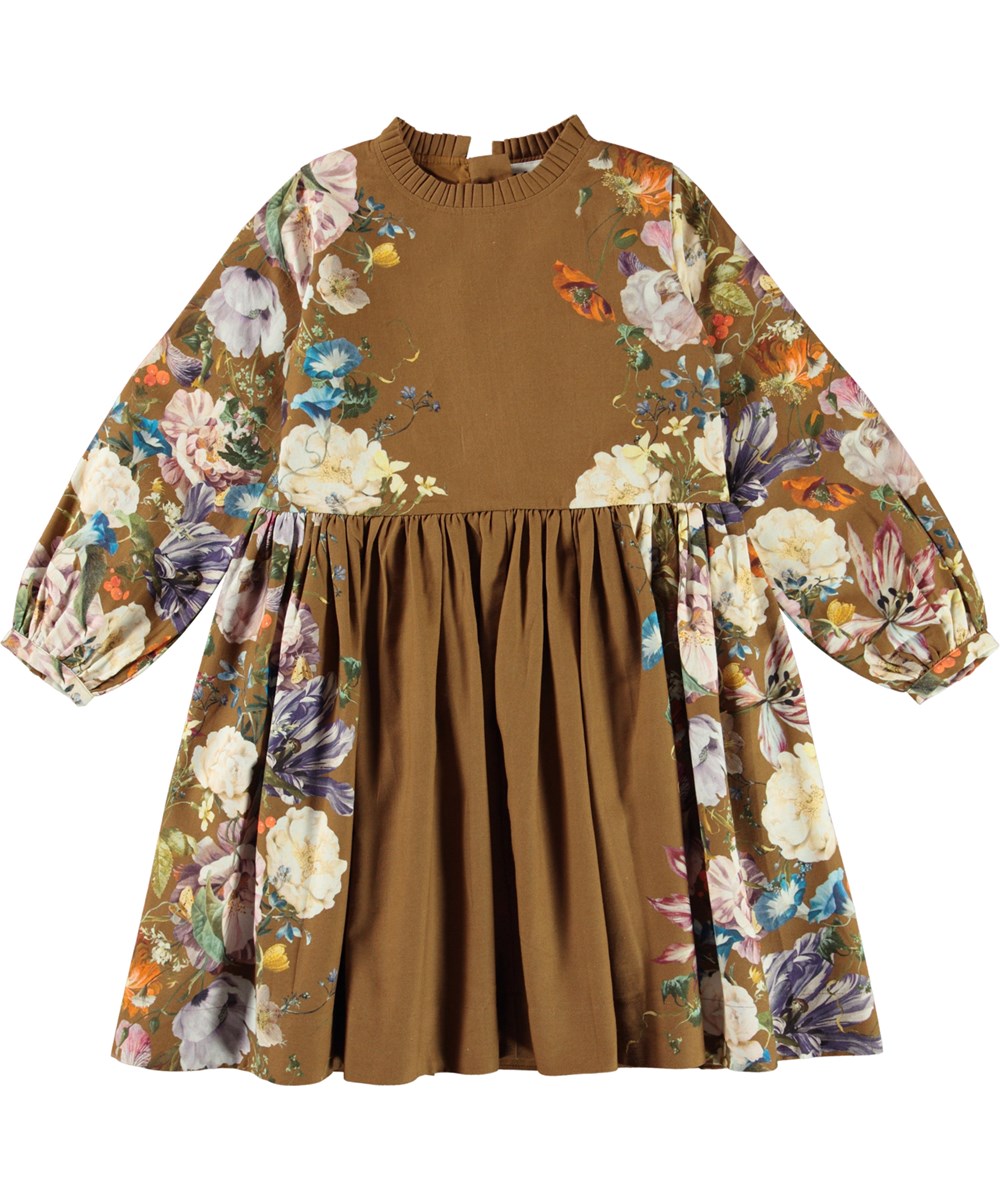 Como - Poetic Flora - Brun kjole med blomster print 