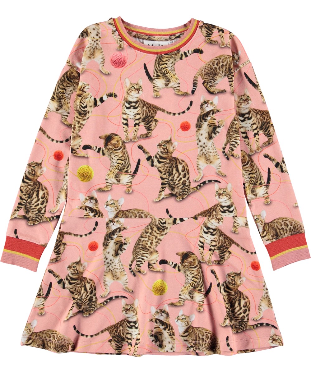 Conny - Wannabe Leopard - Lyserød kjole med katte.