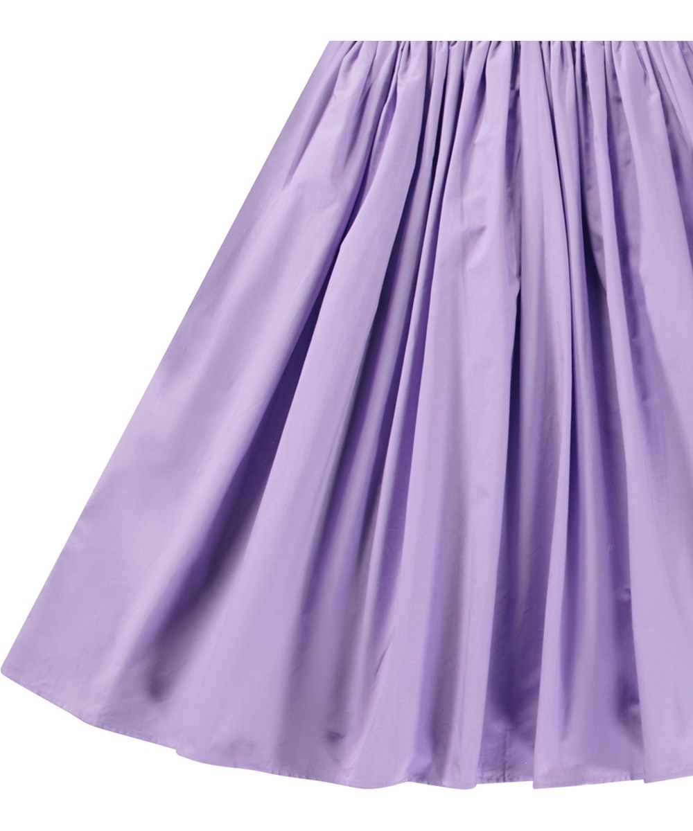 Corella - Violaceous - Lilla kjole til børn i økologisk bomuld med et voluminøst poplin skørt.