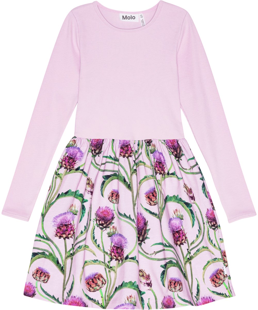 Credence - Artichoke Glow - Lyserød kjole i økologisk bomuld med blomsterprint