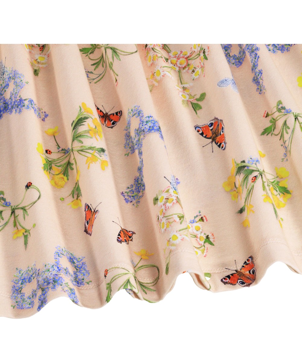 Credence - Flowerbows - Lyserød  kjole med blomster print i økologisk bomuld til børn