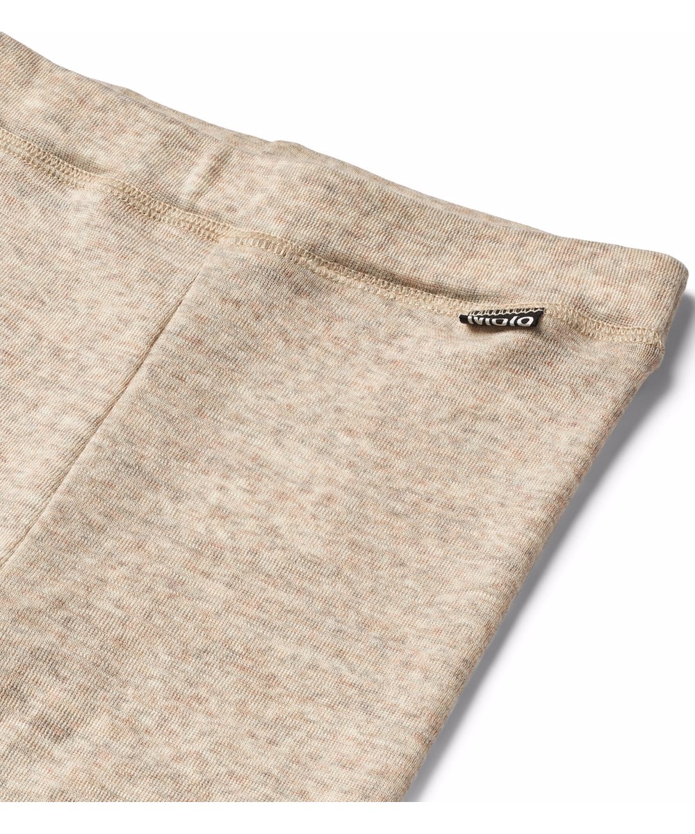 Nadine Wool - Oatmeal Melange - Beige meleret leggings i merinould til børn. 