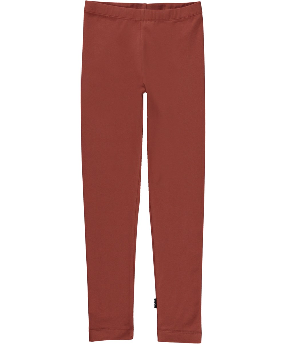 Nica - Terracotta - Rødbrune leggings i økologisk jersey