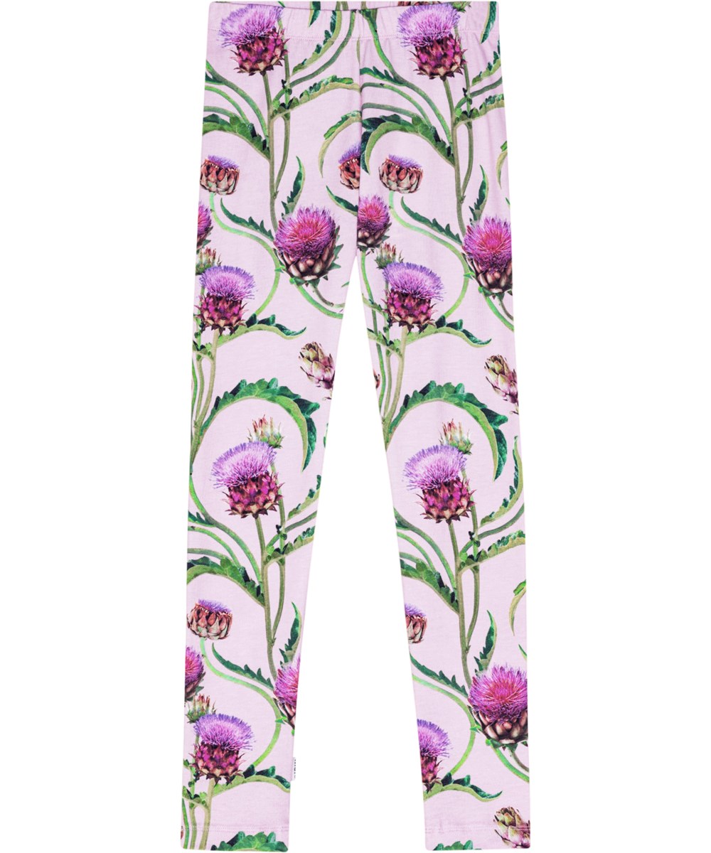 Niki - Artichoke Glow - Lyserøde gamacher i økologisk bomuld med print af blomster