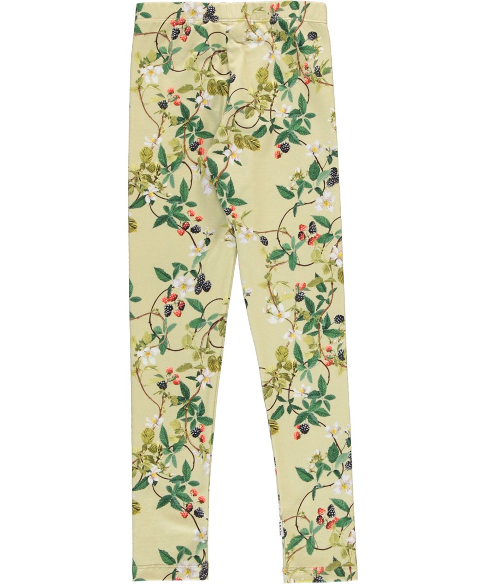 Niki - Bramble - Økologiske lysegrønne leggings med brombær