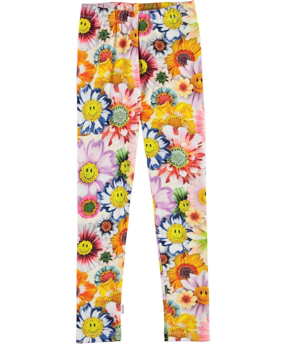 Niki - Happy Flowers - Økologiske leggings med blomster print