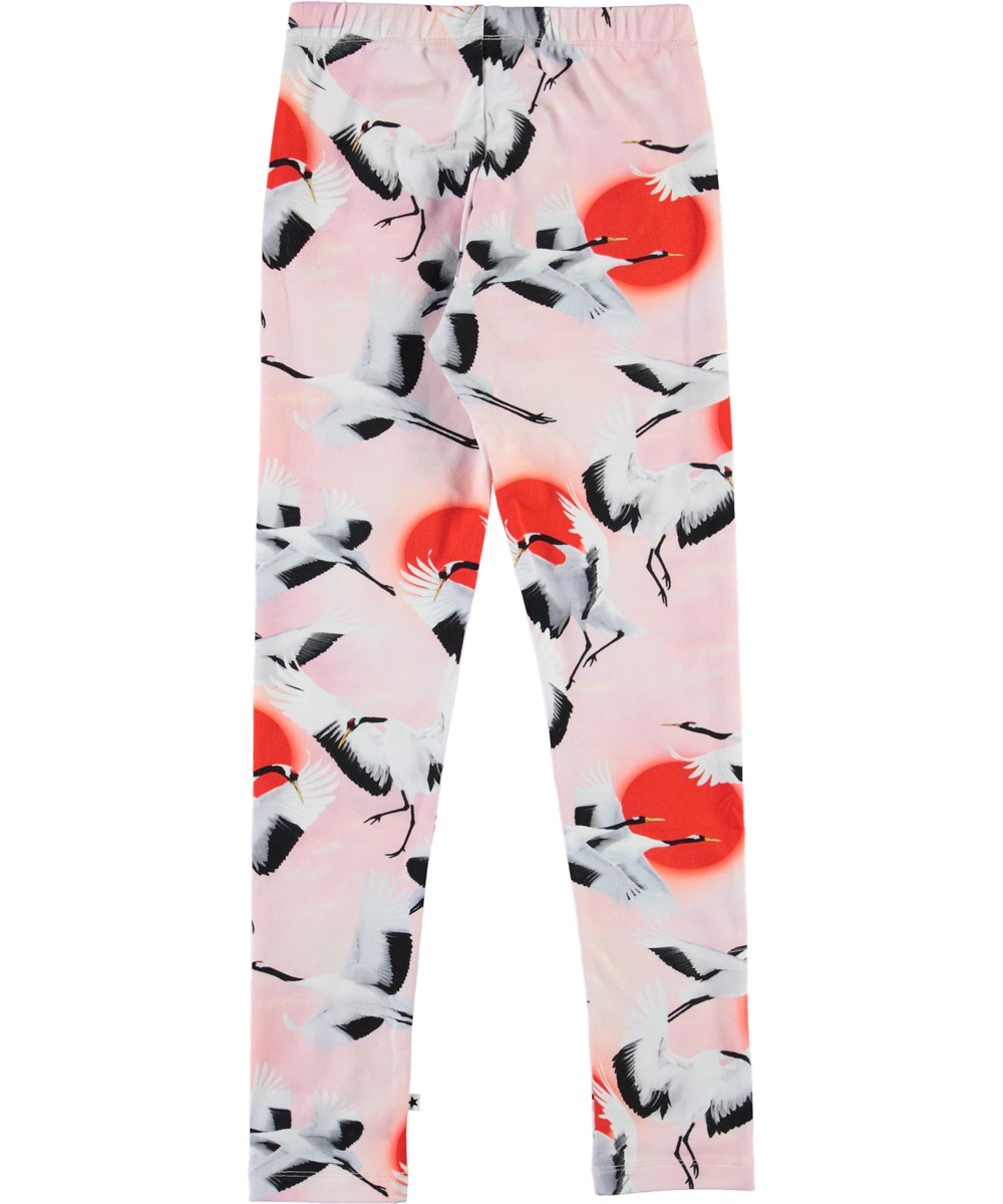 Niki - Sunrise Cranes - Økologiske leggings med traner