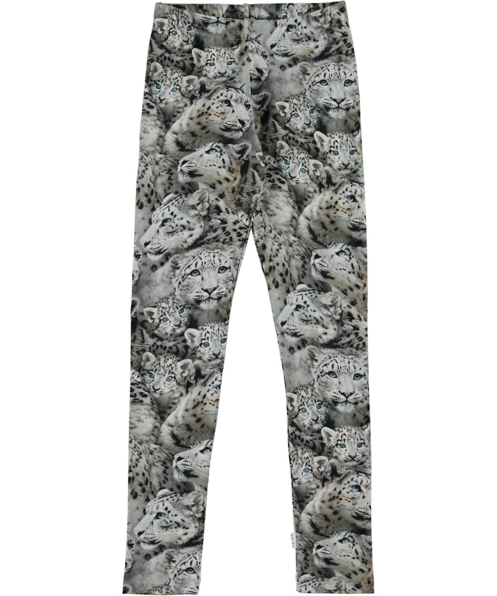 Niki - Winter Leopards - Økologiske leggings med print af sneleoparder
