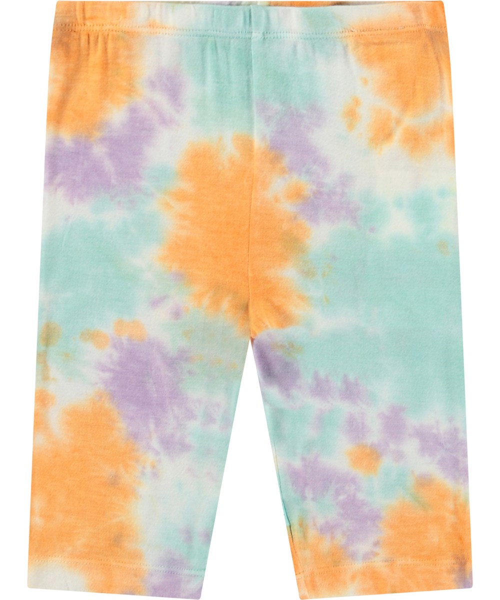 Noa - Pastel Tie Dye - Multifarvet tie-dye cykelshorts til børn i strækbart blødt viskose med elastik i taljen.
