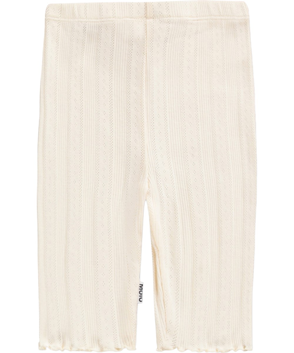 Noella - Pearled Ivory - Råhvide cykelshorts i økologisk bomuld til børn