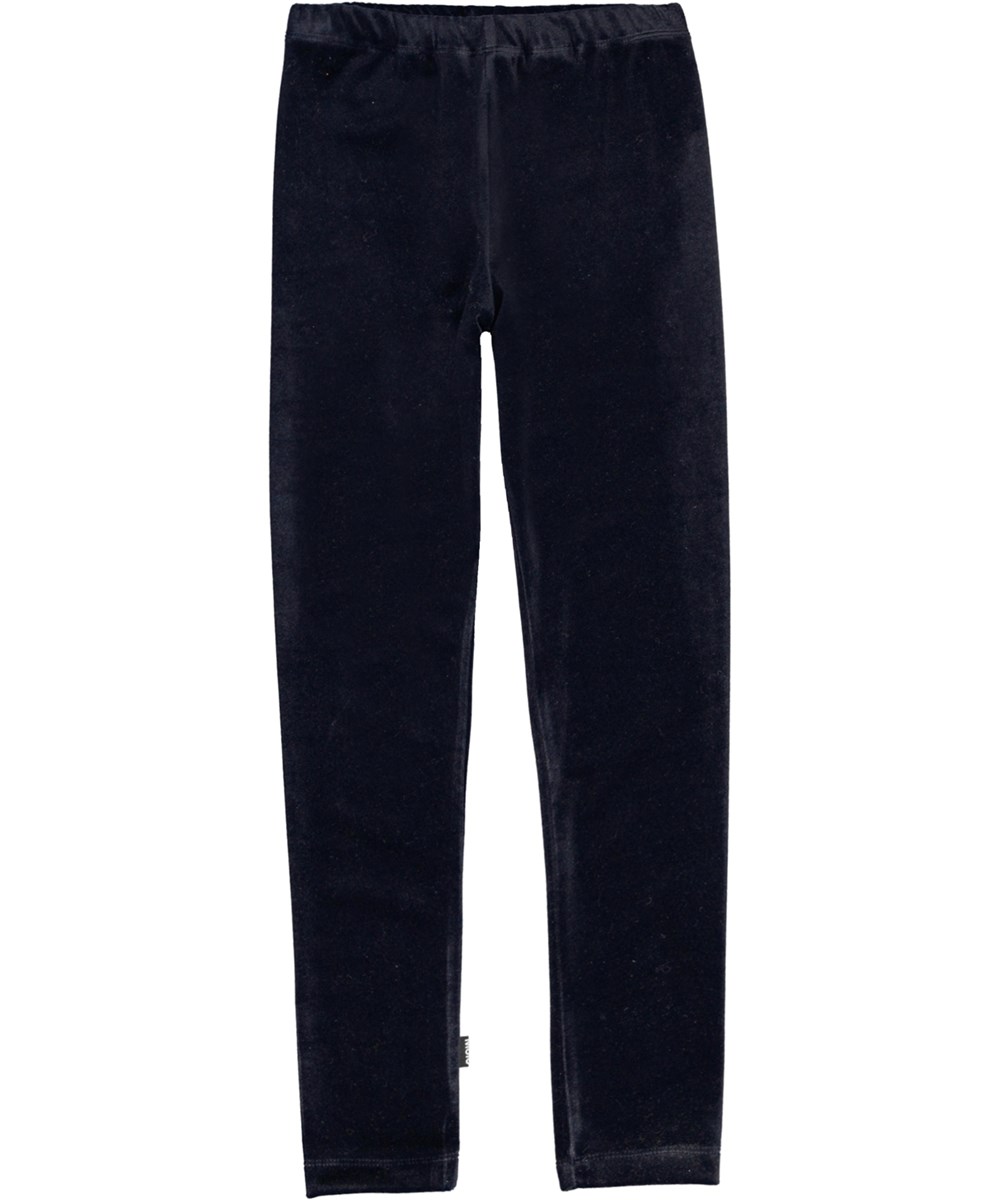 Nora - Warm Blue - mørkeblå velour leggings