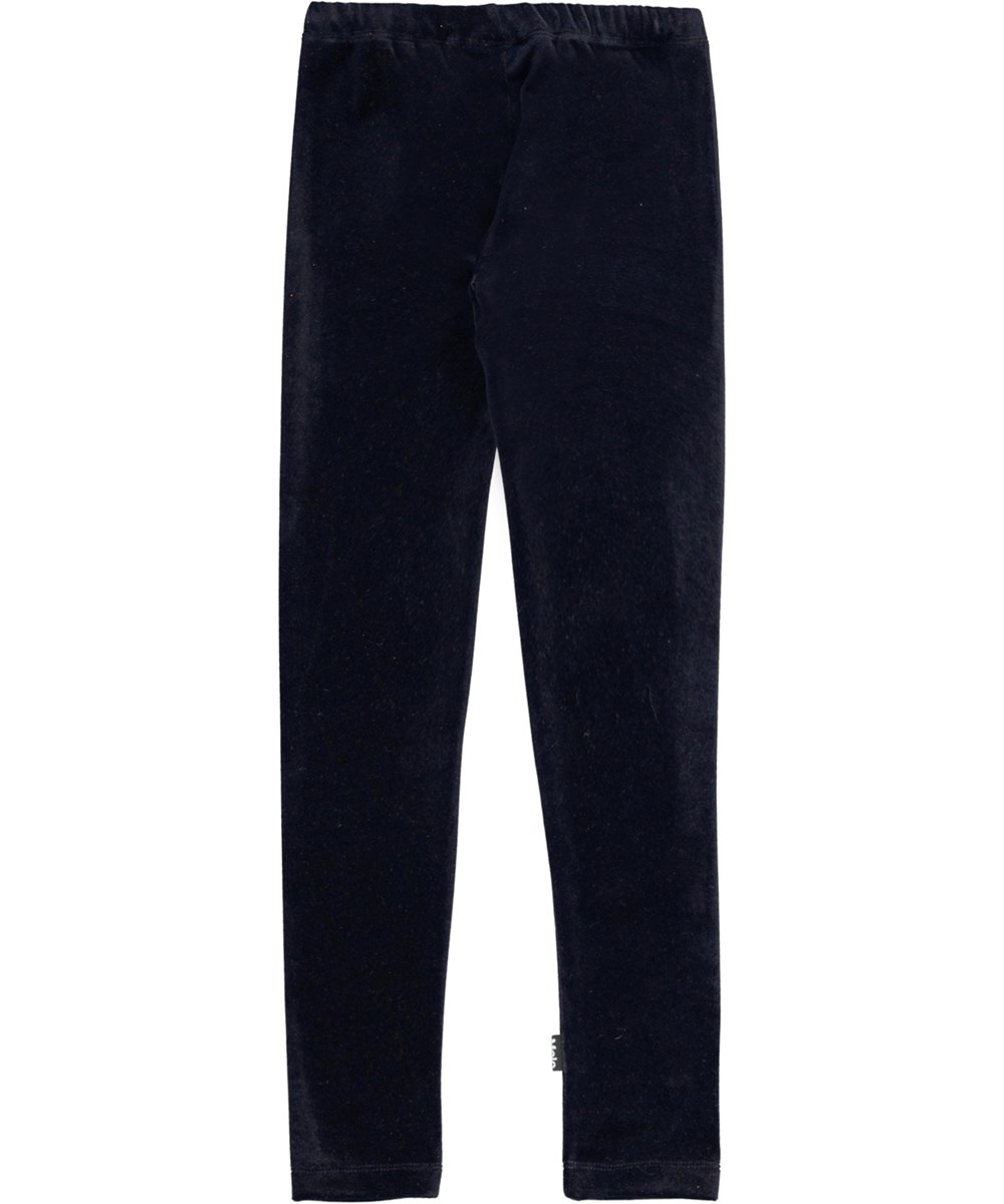 Nora - Warm Blue - mørkeblå velour leggings