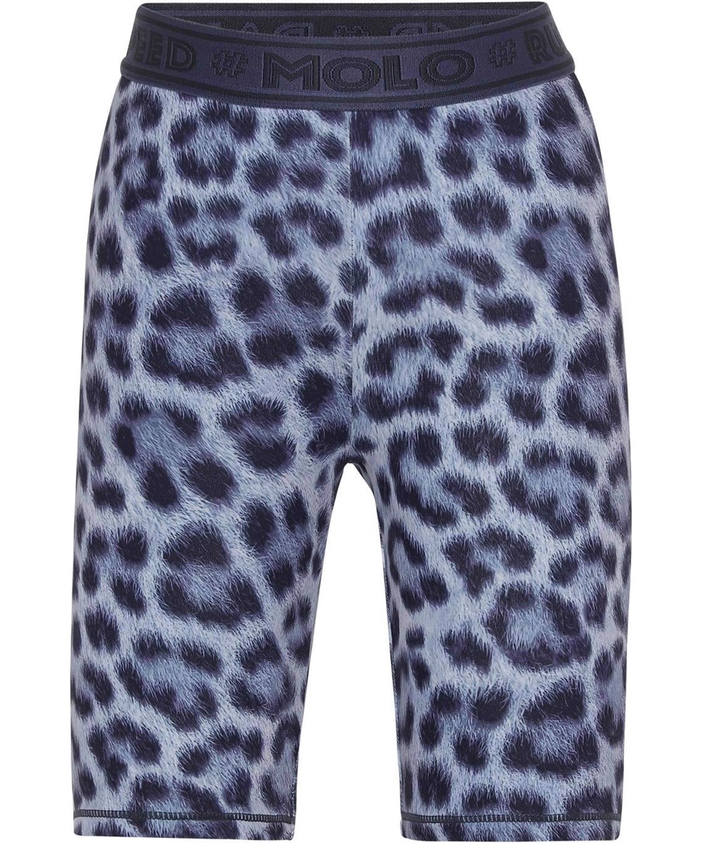 Obelia - Sporty Leo - Blå mellemlange sportsleggings med leopardprint