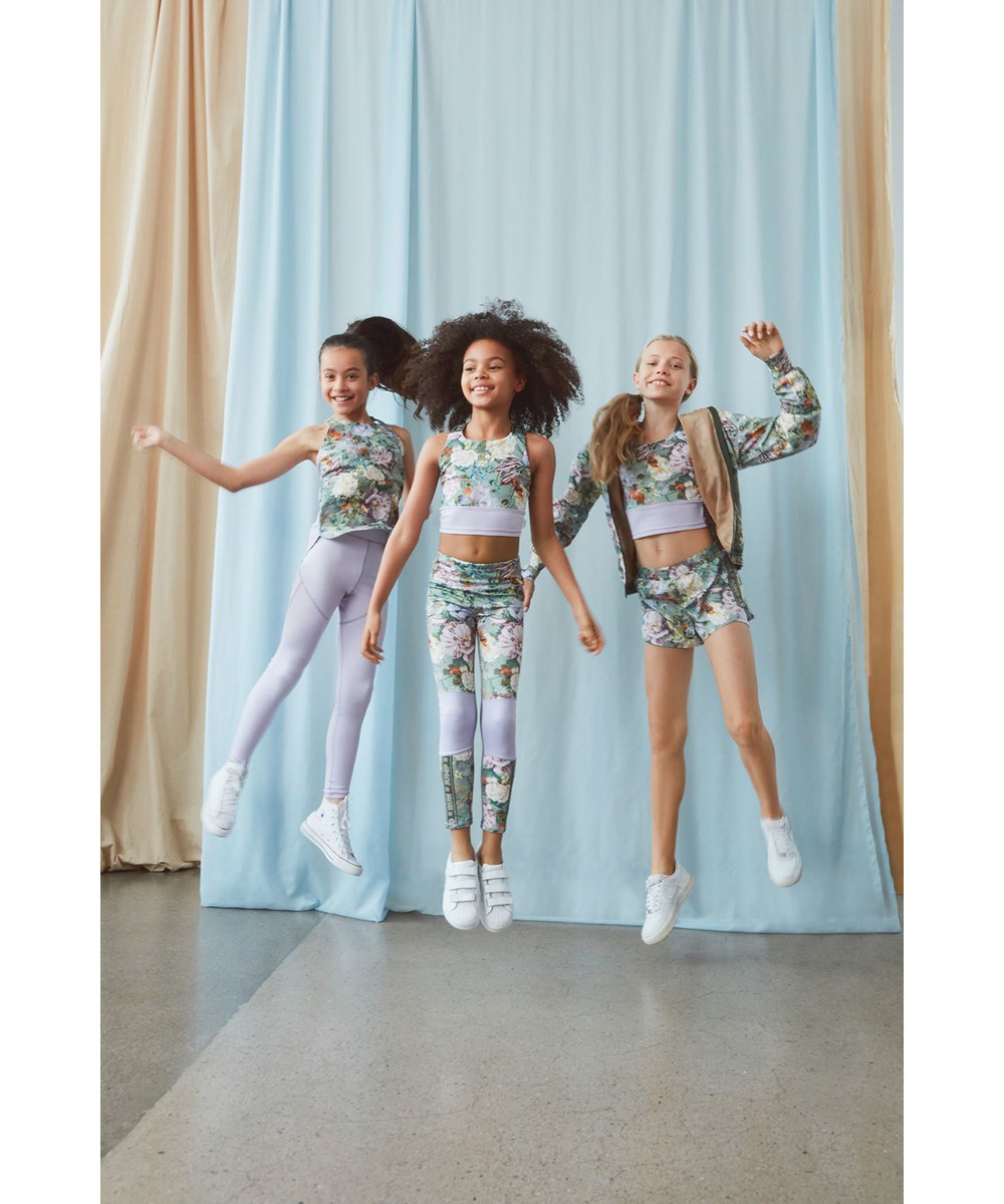Olympia - Green Botanic - Sport leggings i lysegrøn med blomster print