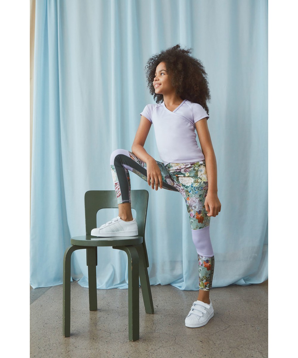 Olympia - Green Botanic - Sport leggings i lysegrøn med blomster print