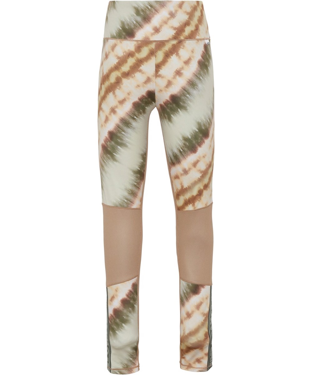 Olympia - Tie Dye Diagonal - Sport leggings med tie-dye print grøn rosa