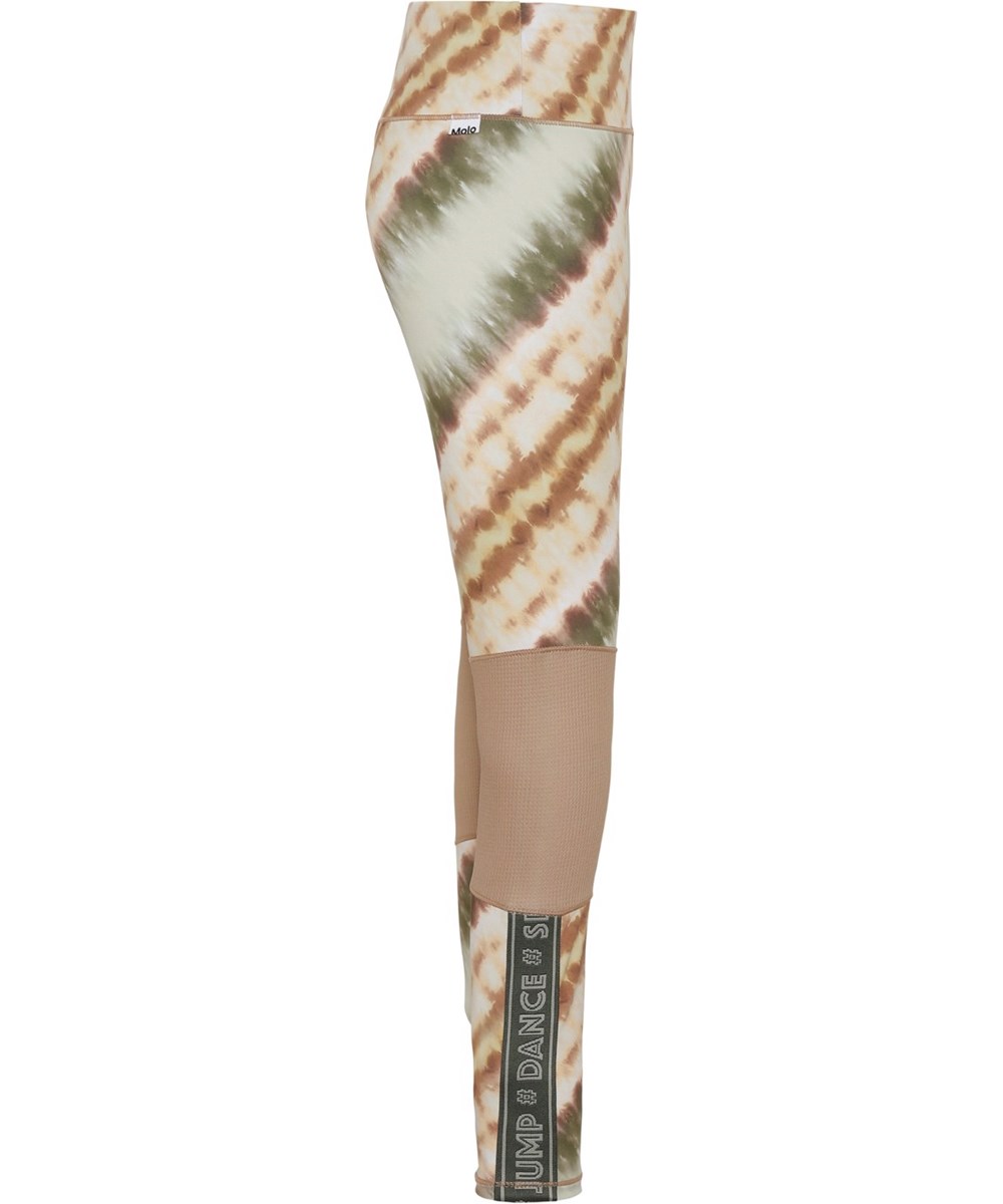 Olympia - Tie Dye Diagonal - Sport leggings med tie-dye print grøn rosa