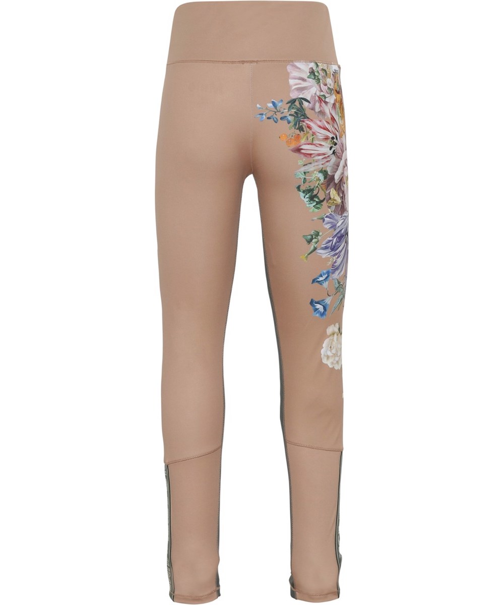 Olympia - Vertical Botanic - Sport leggings i rosa med tekst